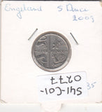 S41-C01-0277 United Kingdom 5 Pence AU 2009  Elizabeth II 4th portrait; Royal Shield segment KM#1109