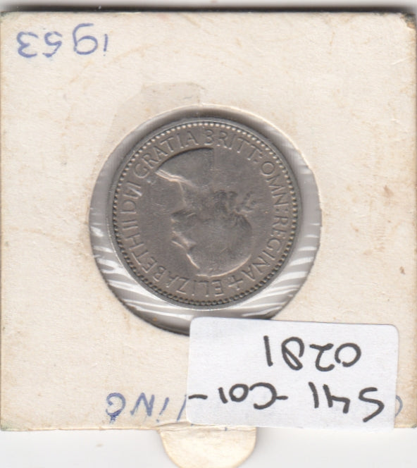 S41-C01-0281 United Kingdom 1 Shilling VF 1953  Elizabeth II; English shield KM#890