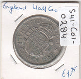 S41-C01-0284 United Kingdom 1/2 Crown VF/XF 1958  Elizabeth II 1st portrait; crowned quartered shield KM#907