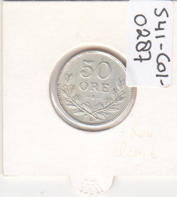 S41-C01-0287 Sweden 50 Ore XF 1936 Long 6 !!! Zilver RARE!!! Gustaf V; three crowns shield KM#788
