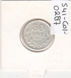 S41-C01-0287 Sweden 50 Ore XF 1936 Long 6 !!! Zilver RARE!!! Gustaf V; three crowns shield KM#788