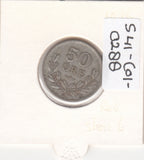 S41-C01-0288 Sweden 50 Ore VF 1936 Short 6!!! Zilver RARE!!! Gustaf V; three crowns shield KM#788