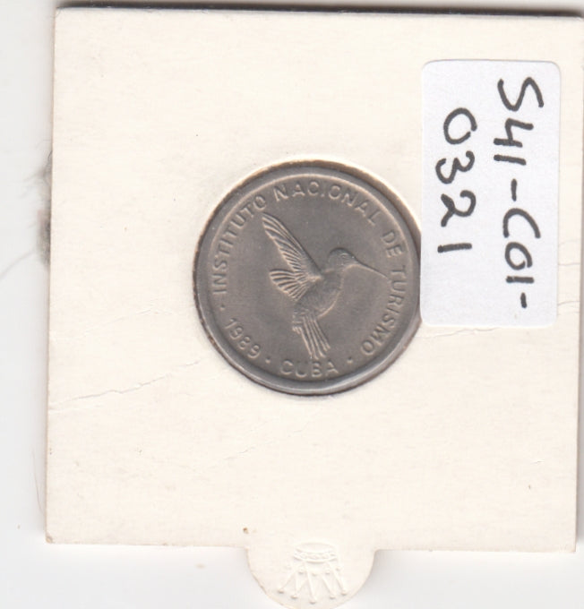 S41-C01-0321 Cuba 10 Centavos XF 1989  INTUR tourist coinage; hummingbird KM#415.2