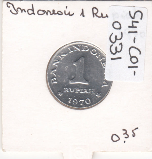 S41-C01-0331 Indonesia 1 Rupiah AU 1970  Fantail bird KM#20