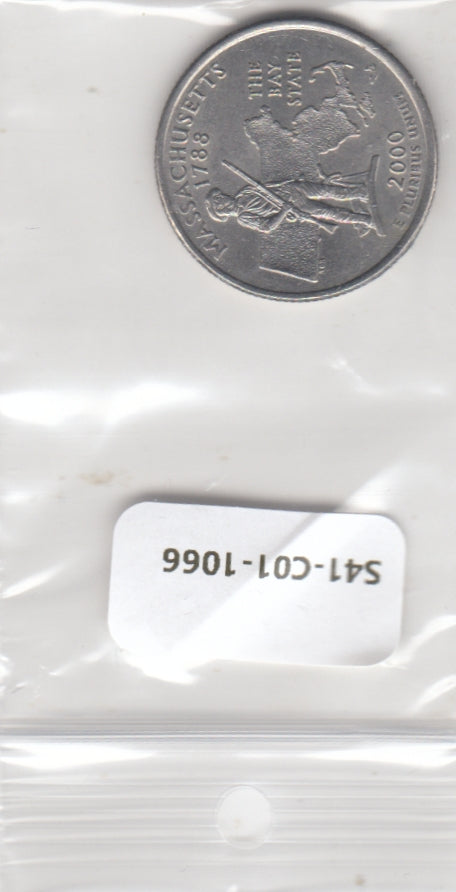 S41-C01-1066 United States 1/4 Dollar VF 2000 P Massachusetts   KM#305