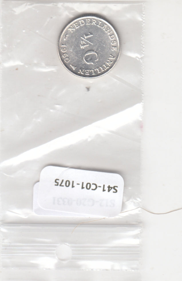 S41-C01-1075 Netherlands Antilles 1/4 Gulden UNC 1960  Zilver KM#4