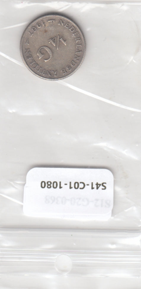 S41-C01-1080 Netherlands Antilles 1/4 Gulden VF 1967  Zilver KM#4