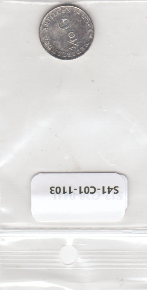 S41-C01-1103 Netherlands Antilles 1/10 Gulden VF 1962  Zilver KM#3