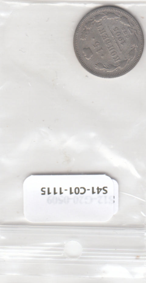 S41-C01-1115 Russia 15 Kopecks FI/VF 1905  Zilver Y#21a.2