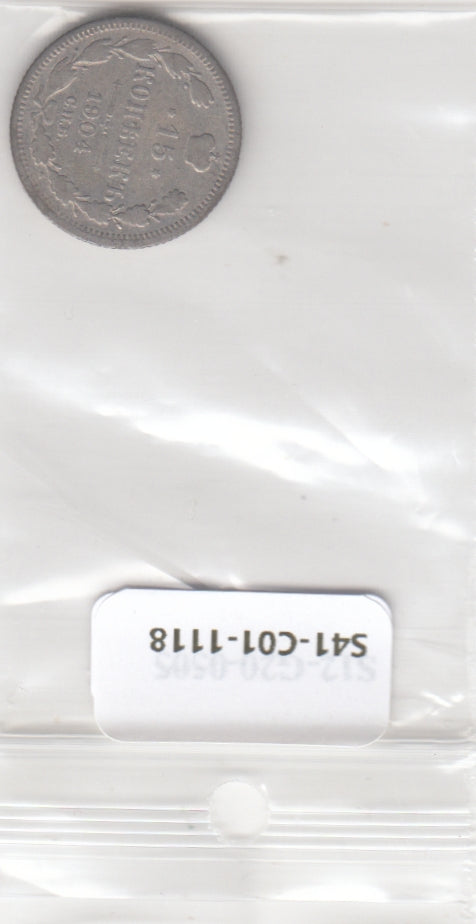 S41-C01-1118 Russia 15 Kopecks FI/VF 1904  Zilver Y#21a.2