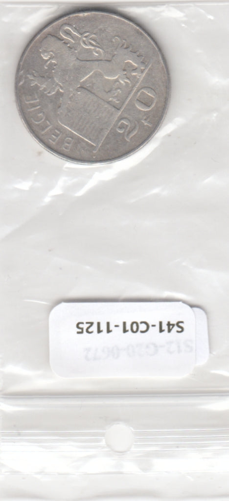 S41-C01-1125 Belgium 20 Francs VF 1951 Vlaams Zilver KM#141
