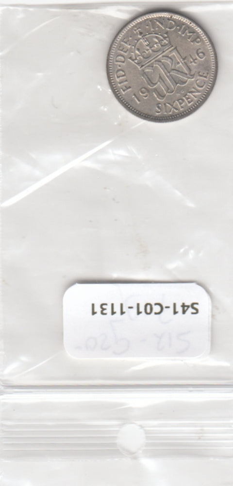 S41-C01-1131 United Kingdom 6 Pence XF 1946  Zilver KM#852