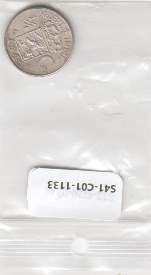 S41-C01-1133 Netherlands East Indies 1/4 Gulden XF 1945 KM#319