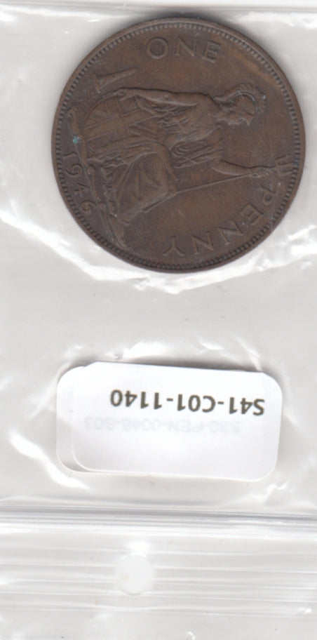 S41-C01-1140 United Kingdom 1 Penny VF 1946 KM#845