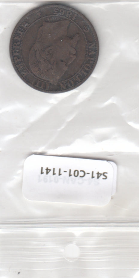S41-C01-1141 France 10 Centimes FI/VF 1863 KM#798.1