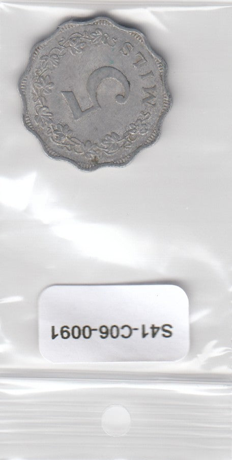 S41-C06-0091 Malta 5 Mils VF- 1972 KM7
