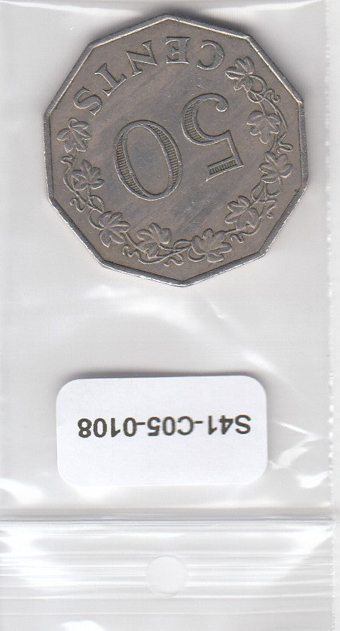 S41-C06-0108 Malta 50 cents VF 1972 KM12