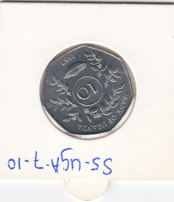 S5-UGA-0007-10 Uganda 10 shillings 1987  UNC KM# 30