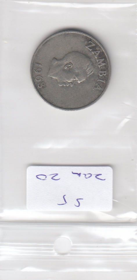 S5-ZAM-0020 Zambia 10 ngwee 1968 ZW KM12