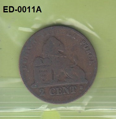 S6-HED-0011 Belgie 2 CENTIMES 1858  FI/VF