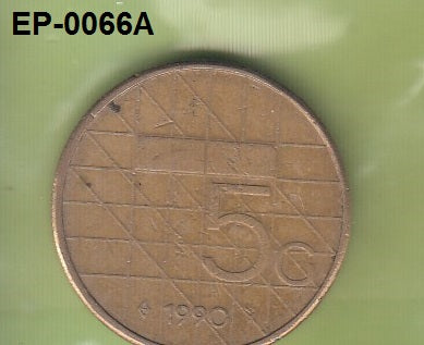 S6-HEP-0066 NEDERLAND 5 GULDEN 1990   VF