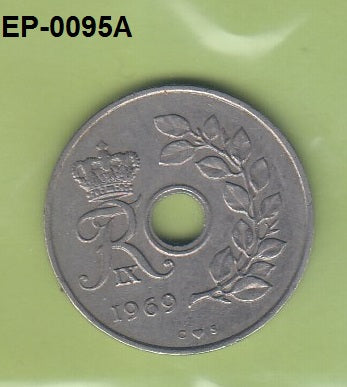 S6-HEP-0095 DENMARK 25 ORE 1969