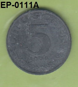 S6-HEP-0111 AUSTRIA 5 GROSCHEN 1968