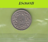 S6-HES-0685 ZWITSERLAND 5 RAPPEN 1953  VF KM26