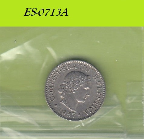 S6-HES-0713 ZWITSERLAND 5 RAPPEN 1957  VF KM26