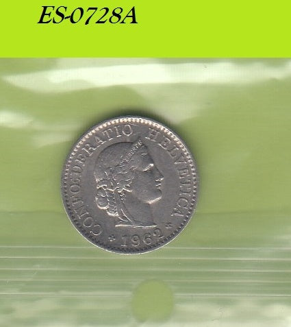 S6-HES-0728 ZWITSERLAND 5 RAPPEN 1962  XF KM26