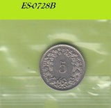 S6-HES-0728 ZWITSERLAND 5 RAPPEN 1962  XF KM26