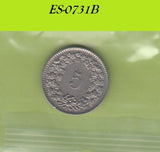 S6-HES-0731 ZWITSERLAND 5 RAPPEN 1962  ZF KM26