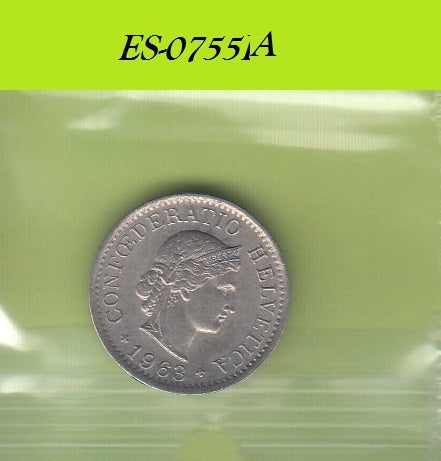 S6-HES-0755 ZWITSERLAND 5 RAPPEN 1963  VF KM26