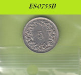 S6-HES-0755 ZWITSERLAND 5 RAPPEN 1963  VF KM26