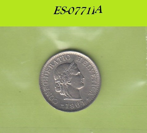 S6-HES-0771 ZWITSERLAND 5 RAPPEN 1964  VF KM26