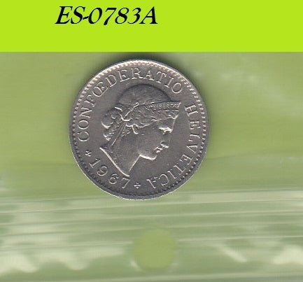S6-HES-0783 ZWITSERLAND 5 RAPPEN 1967  XF KM26