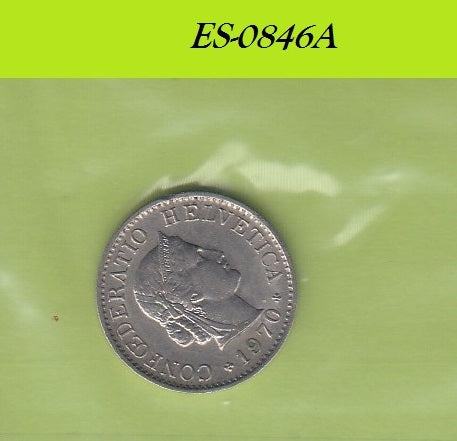 S6-HES-0846 ZWITSERLAND 5 RAPPEN 1970  XF KM26