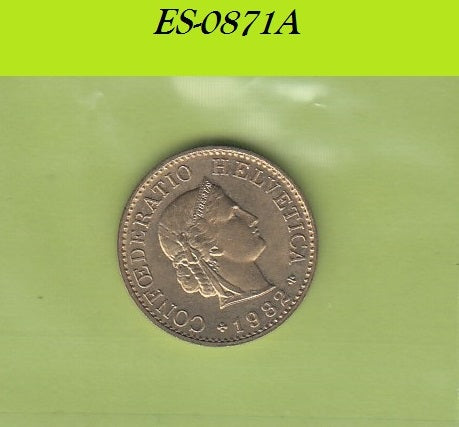 S6-HES-0871 ZWITSERLAND 5 RAPPEN 1982  XF/UNC KM26c