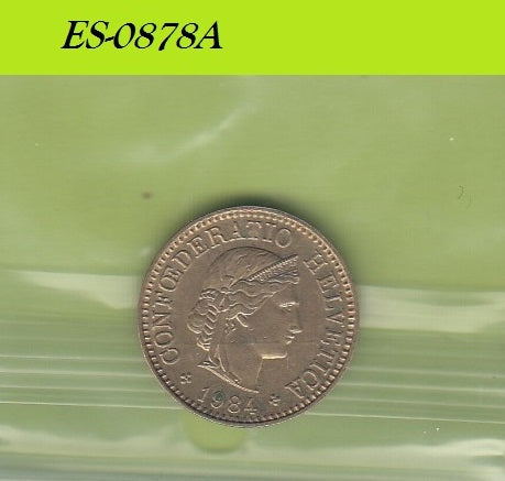 S6-HES-0878 ZWITSERLAND 5 RAPPEN 1984  XF/UNC KM26c