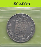 S6-HES-1564 NETHERLANDS 2-1/2 GULDEN 1980  UNC KM201 DUBBELKOP