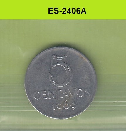S6-HES-2406 BRAZIL 5 CENTAVOS 1969  VF KM577.2