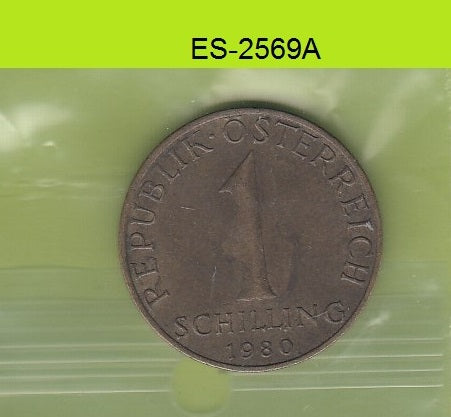 S6-HES-2569 AUSTRIA 1 SCHILLING 1980  VF KM2886