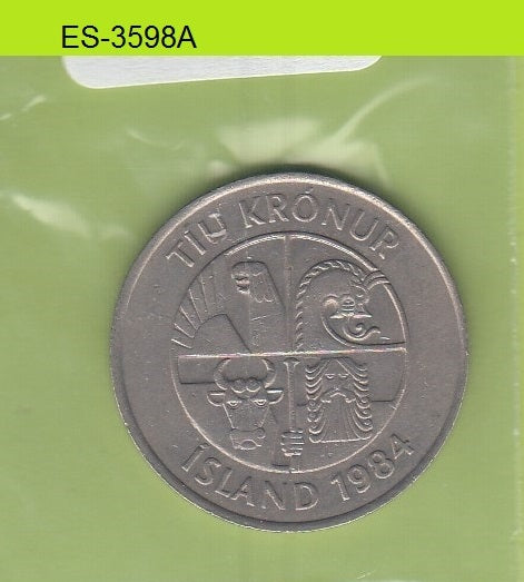 S6-HES-3598 ICELAND 10 KRONUR 1984  VF KM29.1