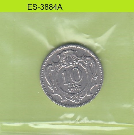 S6-HES-3884 AUSTRIA 10 HELLER 1907  XF/UNC KM2802