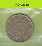 S8-RED-0875 Italy 200 LIRE 1980  VF KM105