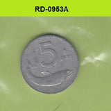 S8-RED-0953 Italy 5 LIRE 1953  VF KM92