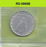 S8-RED-0966 Italy 5 LIRE 1955  VF KM92