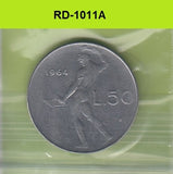 S8-RED-1011 Italy 50 LIRE 1964  VF KM95.1
