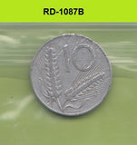 S8-RED-1087 Italy 10 LIRE 1955  VF KM93