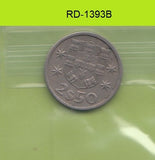 S8-RED-1393 Portugal 2 1/2 ESCUDO 1964 Zf KM590